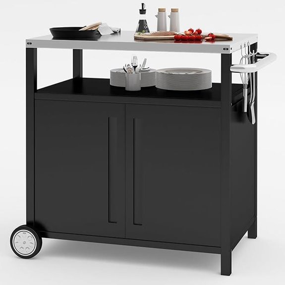 Outdoor Stainless Steel Grill Cart with Storage