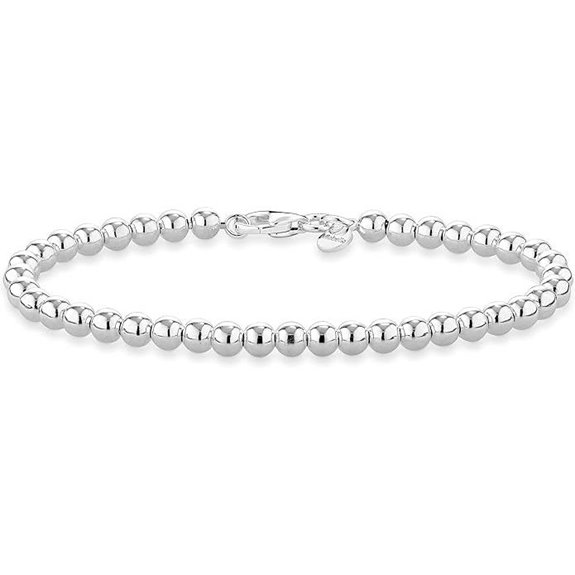 Miabella Sterling Silver Bead Chain Bracelet for Women