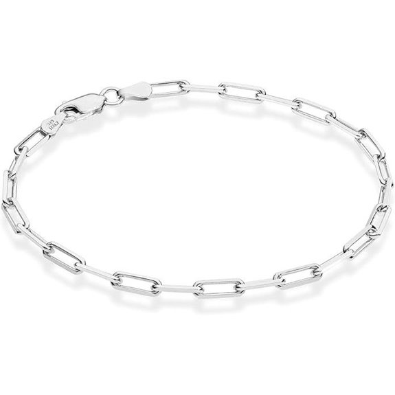 Miabella Sterling Silver Paperclip Chain Bracelet