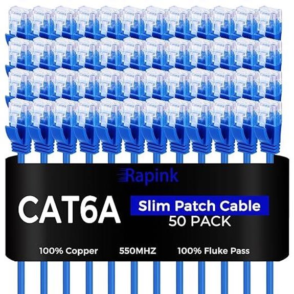 Rapink 3ft Cat6a Ethernet Patch Cables (50 Pack)