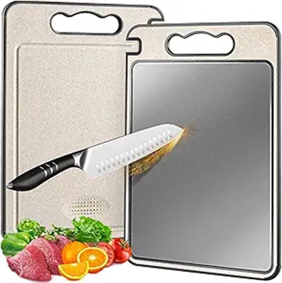 Titanium Double-Sided Kitchen Cutting Board with Juice Groove
