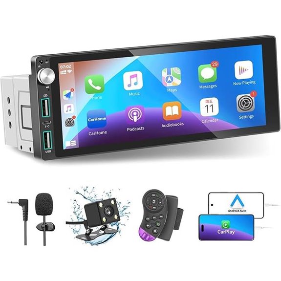 Single Din Car Stereo with Touch Screen and Backup Camera