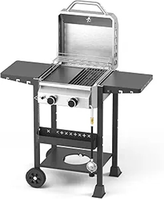 Propane 2-Burner BBQ Grill with Cast Iron Grates