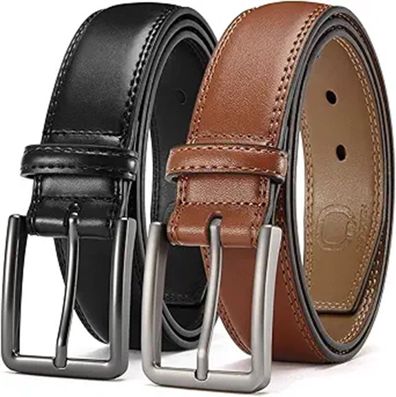 CHAOREN Leather Dress Belt Men 2 Pack