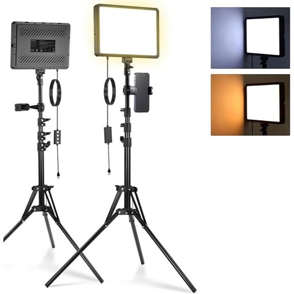 NEEWER 2-Pack LED Light Panel with Tripods