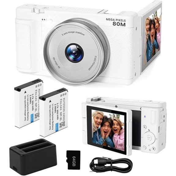 5K UHD Digital Camera with Flip Screen and Zoom