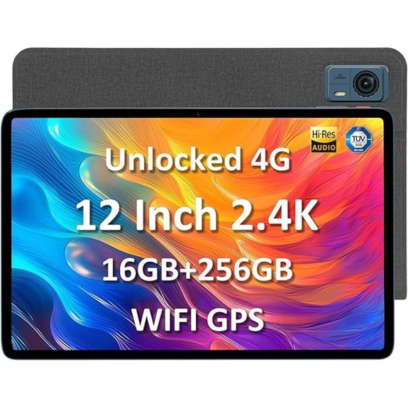 Unlocked 12 Android Tablet with SIM 16GB RAM 256GB ROM