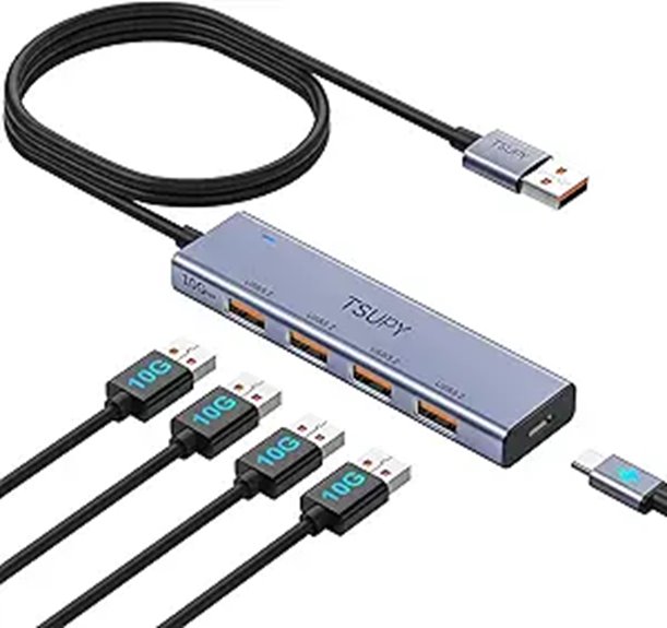 TSUPY USB 3.2 Hub with 4 Ports & Extension Cable