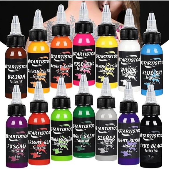 GTARTISTOO Professional Vegan Tattoo Ink Set (14 Colors)