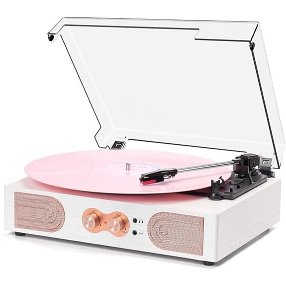 Vinyl Record Player with Built-in Speakers and Controls