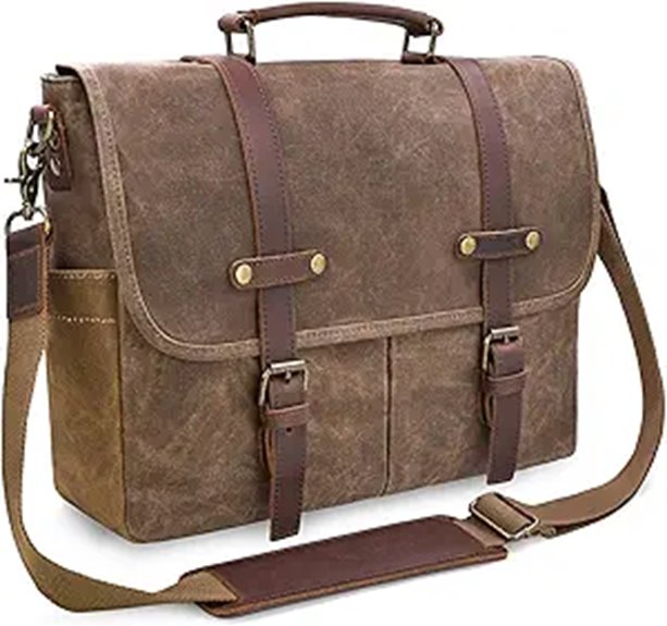 Mens Waterproof Leather Laptop Messenger Bag