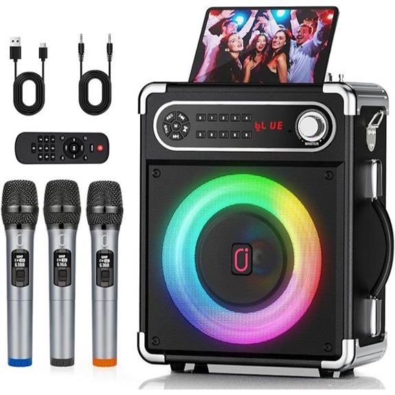 Wireless Karaoke Machine with Microphones & Disco Lights