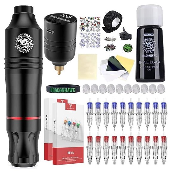 Dragonhawk Atom Wireless Tattoo Kit with Needles