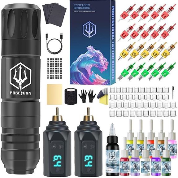 POSEIDON Wireless Tattoo Pen Kit with Needles