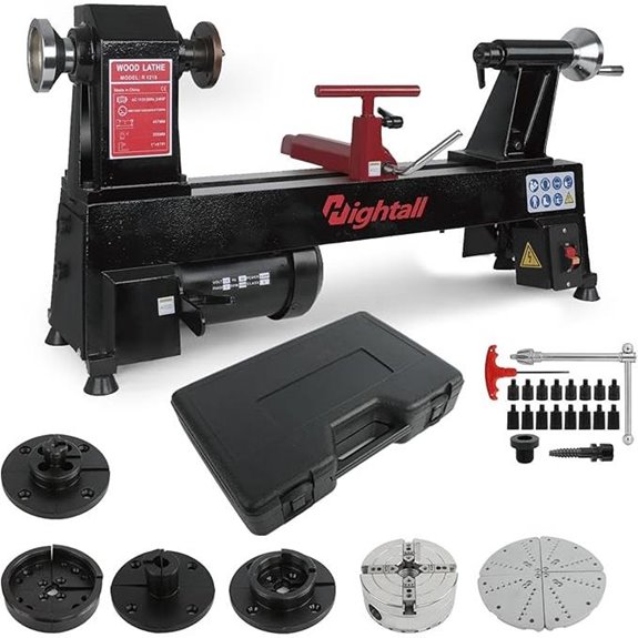 Wood Lathe Machine with 5-Jaw Chuck and Speed Settings