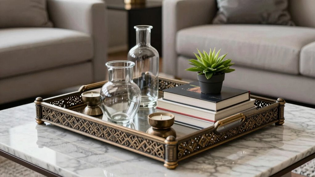 balanced clutter free tray arrangement