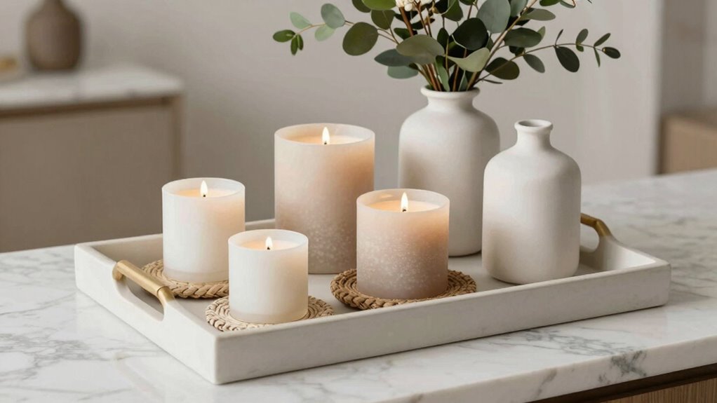 balanced colorful tray arrangements