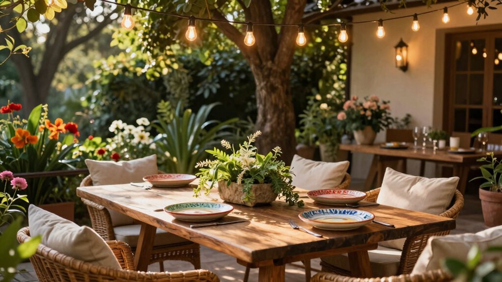 comfortable stylish outdoor dining
