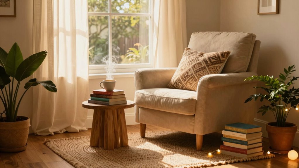 cozy organized reading space
