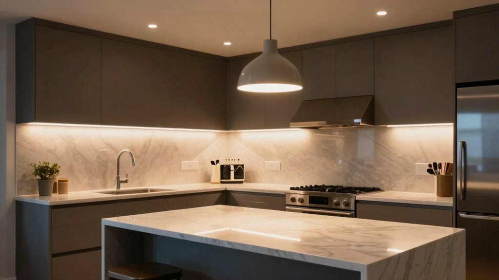 layered balanced kitchen lighting