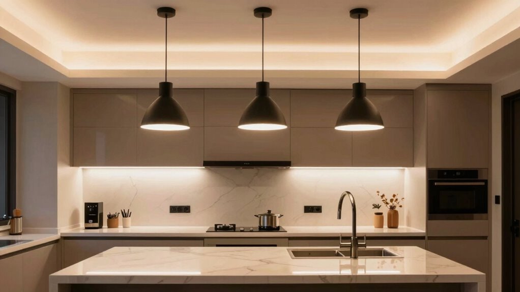 layered lighting enhances kitchen ambiance