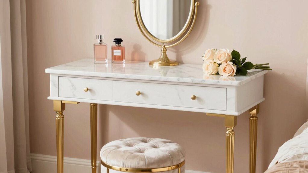 organized beauty routine space