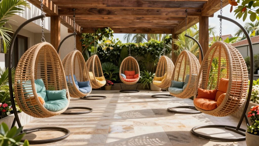 outdoor hanging egg chairs