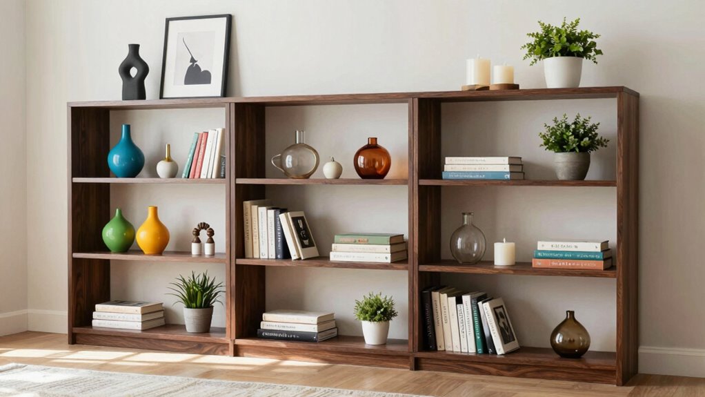 stylish balanced shelving displays